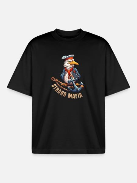 Seefahrer Adler mit Anker - Boxy Heavyweight Unisex Organic T-Shirt von Stanley/Stella - Schwarz