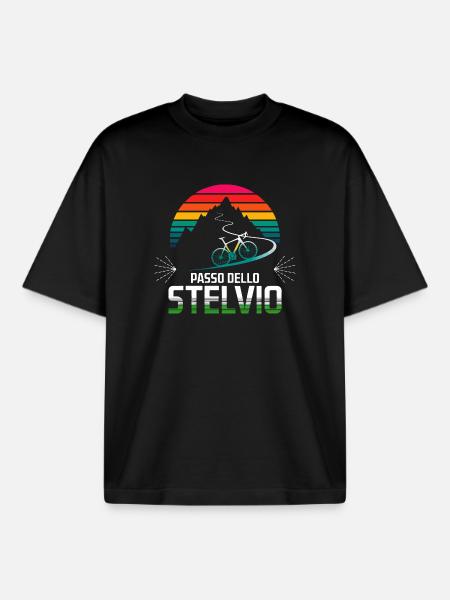 Passo delle Stelvio Cycling Design - Boxy Heavyweight Unisex Organic T-Shirt by Stanley/Stella - black