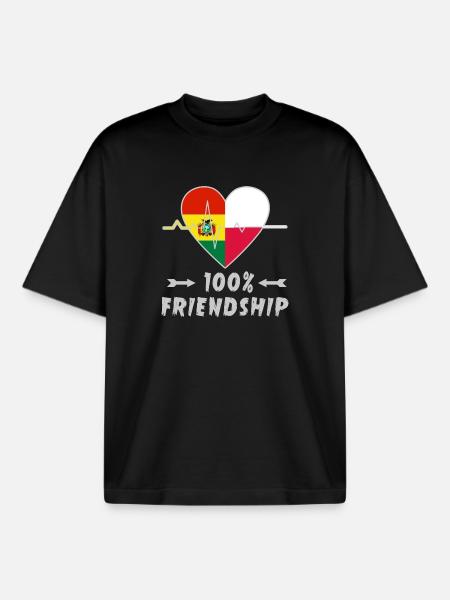 Bolivia and Poland 100% friendship - Boxy Heavyweight Unisex Organic T-Shirt by Stanley/Stella - black