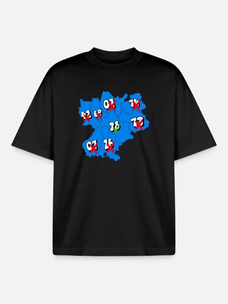 Région Rhône-Alpes - T-shirt unisexe boxy épais biologique Stanley/Stella - noir