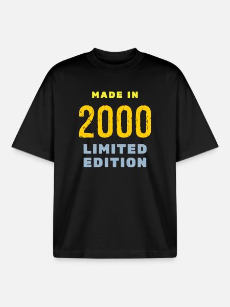 2000 - Boxy Heavyweight Unisex Organic T-Shirt by Stanley/Stella - black