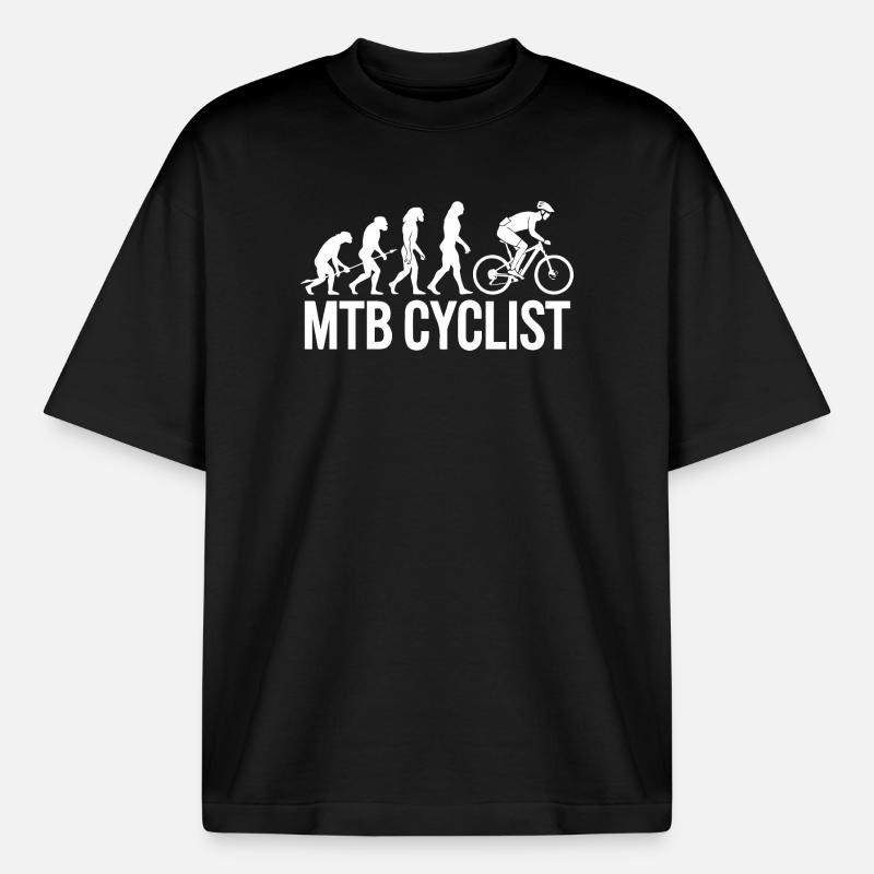 Evolution einer MTB-Radfahrer-Silhouette - Boxy Heavyweight Unisex Organic T-Shirt von Stanley/Stella - Schwarz