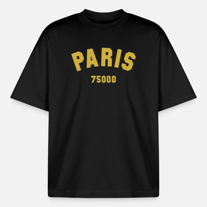 PARIS Code postal - T-shirt unisexe épais coupe boxy Stanley/Stella - noir