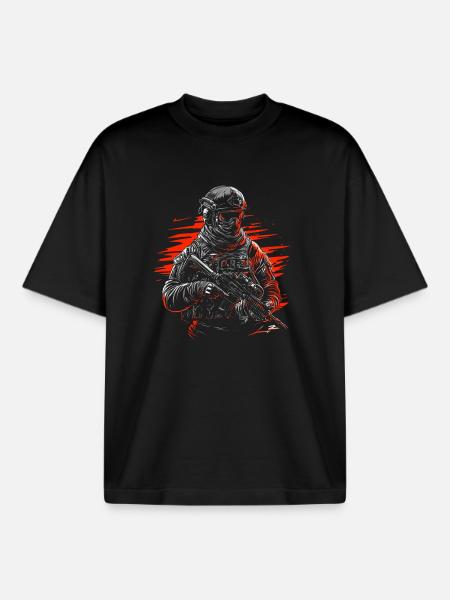 Forces spéciales - T-shirt unisexe boxy épais biologique Stanley/Stella - noir