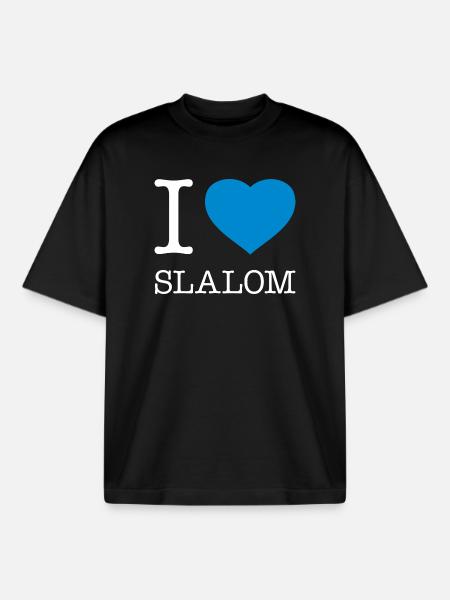 J’ADORE LE SLALOM - T-shirt unisexe boxy épais biologique Stanley/Stella - noir