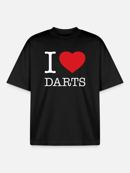 I LOVE DARTS - Boxy Heavyweight Unisex Organic T-Shirt by Stanley/Stella - black