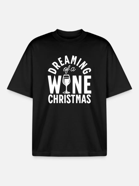 wine christmas - Boxy Heavyweight Unisex Organic T-Shirt by Stanley/Stella - black
