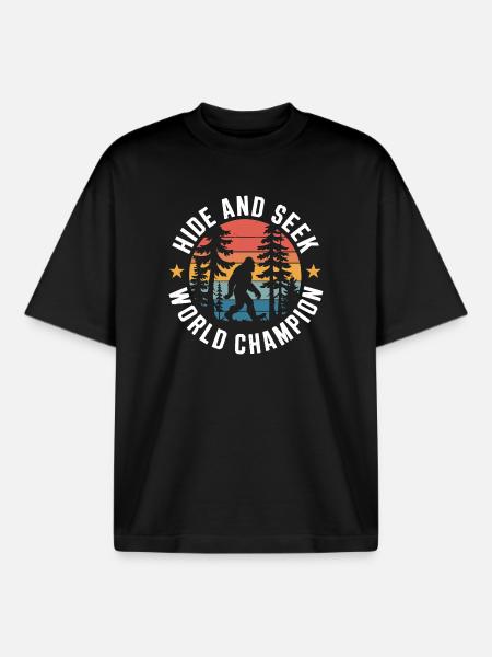 Champion du monde de cache-cache - T-shirt unisexe boxy épais biologique Stanley/Stella - noir