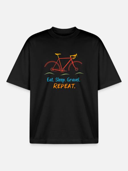 Manger dormir gravier répéter - T-shirt unisexe boxy épais biologique Stanley/Stella - noir