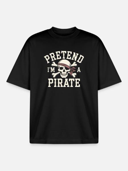 Pretend I'm a Pirate - Boxy Heavyweight Unisex Organic T-Shirt by Stanley/Stella - black