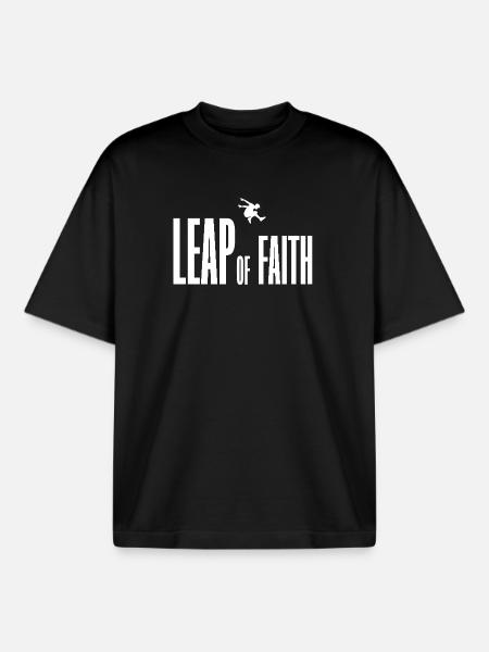 Shirt Leap of Faith white - Boxy Heavyweight Unisex Organic T-Shirt by Stanley/Stella - black