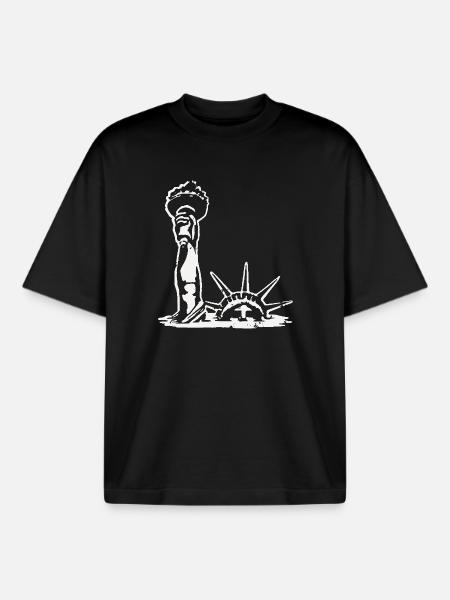 The Statue of Liberty drowns - Boxy Heavyweight Unisex Organic T-Shirt by Stanley/Stella - black