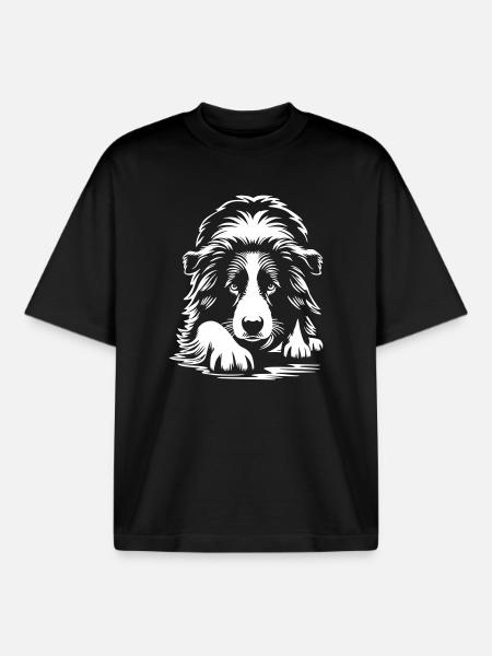 Border Collie "Black Edition" - Boxy Heavyweight Unisex Organic T-Shirt by Stanley/Stella - black
