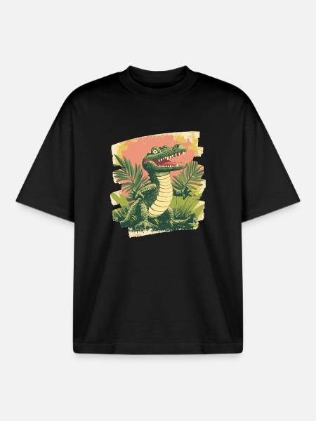Crocodile - T-shirt unisexe boxy épais biologique Stanley/Stella - noir