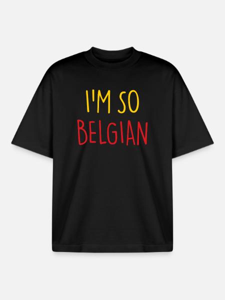I'M SO BELGIAN BELGIAN Belgium - Boxy Heavyweight Unisex Organic T-Shirt by Stanley/Stella - black