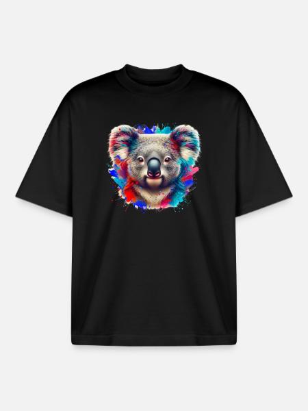 Koala - T-shirt unisexe boxy épais biologique Stanley/Stella - noir