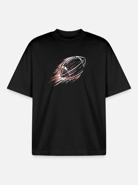 Flying Football – Dynamics & Speed Symbol - Boxy Heavyweight Unisex Organic T-Shirt by Stanley/Stella - black