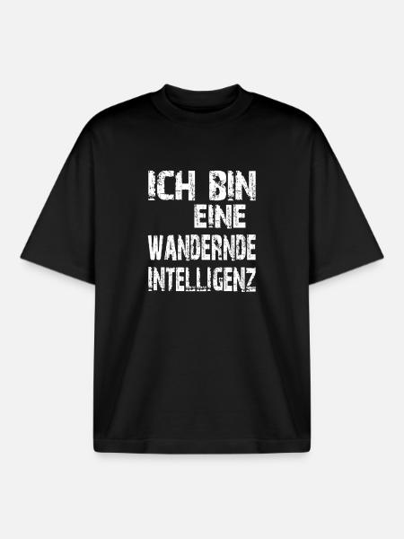 KI Spruch Ich bin eine wandernde Intelligenz - Boxy Heavyweight Unisex Organic T-Shirt von Stanley/Stella - Schwarz