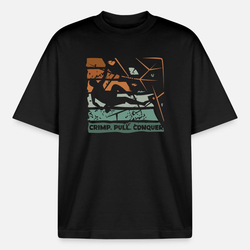 Bouldering – Crimping. Pull. Conquer. - Heavyweight Boxy Unisex T-Shirt by Stanley/Stella - black