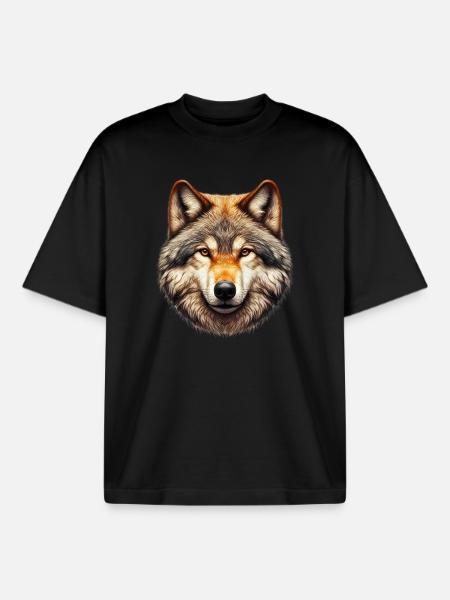 Wolf - Boxy Heavyweight Unisex Organic T-Shirt von Stanley/Stella - Schwarz