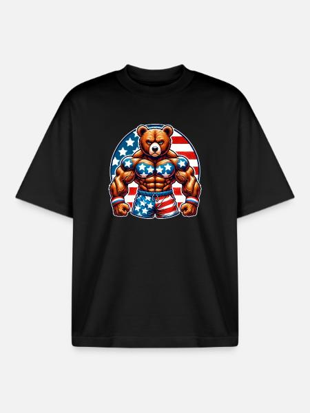 Muscle Bear USA - Boxy Heavyweight Unisex Organic T-Shirt by Stanley/Stella - black
