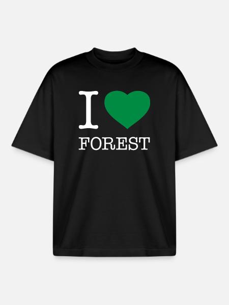 I LOVE FOREST - Boxy Heavyweight Unisex Organic T-Shirt by Stanley/Stella - black