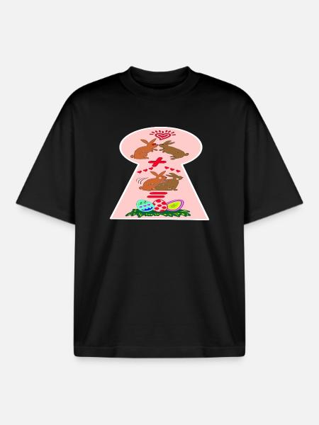 Naughty Easter Bunnies Funny Easter - Boxy Heavyweight Unisex Organic T-Shirt by Stanley/Stella - black
