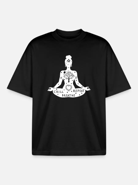 Yoga Art #3 - Boxy Heavyweight Unisex Organic T-Shirt by Stanley/Stella - black