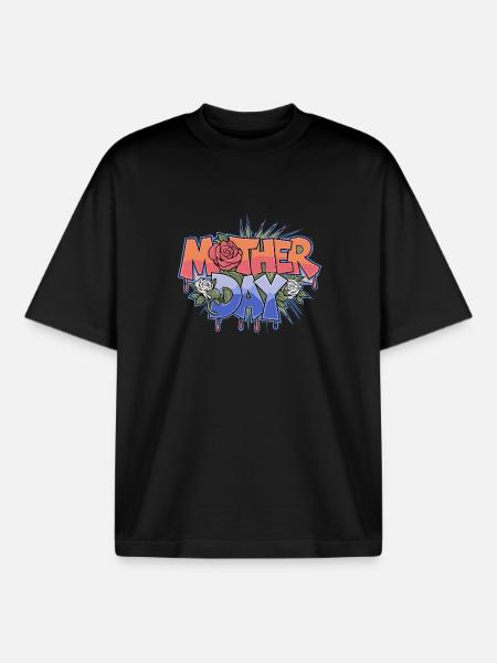 Graffiti Mother Day - Boxy Heavyweight Unisex Organic T-Shirt by Stanley/Stella - black
