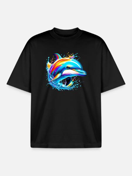 Dauphin - T-shirt unisexe boxy épais biologique Stanley/Stella - noir