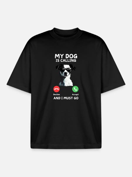 Dog Is Calling: Must Go - Boxy Heavyweight Unisex Organic T-Shirt by Stanley/Stella - black