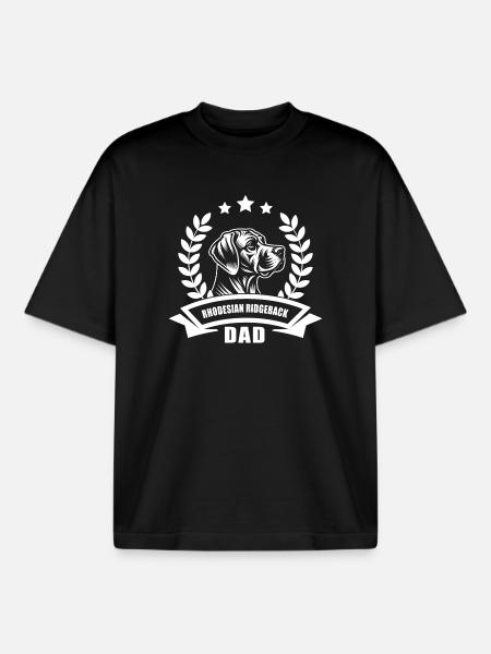 Bannière et couronne « Rhodesian Ridgeback Dad » - T-shirt unisexe boxy épais biologique Stanley/Stella - noir