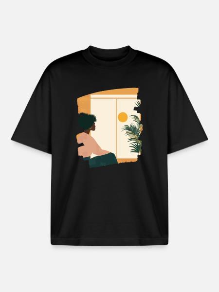 Relax Meditation Selfcare Me-Time - Boxy Heavyweight Unisex Organic T-Shirt by Stanley/Stella - black