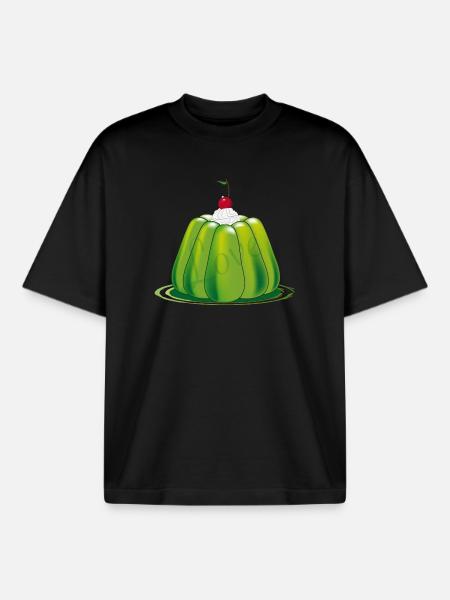 Grønn gelé – stilisert retrodessert - Unisex boxy heavyweight T-skjorte økologisk Stanley/Stella - svart