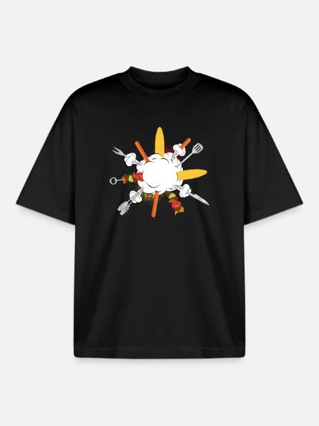 Grill-Explosion – Comic-Motiv für echte Kerle - Boxy Heavyweight Unisex Organic T-Shirt von Stanley/Stella - Schwarz