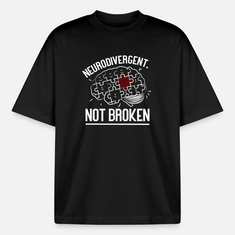 Neurodivergent Not Broken – Strong Mind Statement - Boxy Heavyweight Unisex Organic T-Shirt von Stanley/Stella - Schwarz