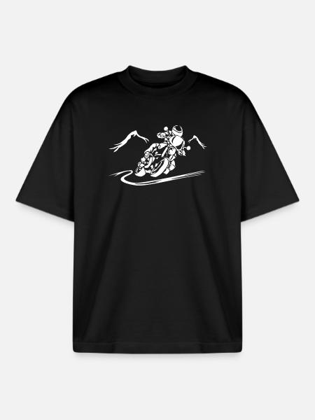 Motorcycle Action Silhouette - Boxy Heavyweight Unisex Organic T-Shirt by Stanley/Stella - black