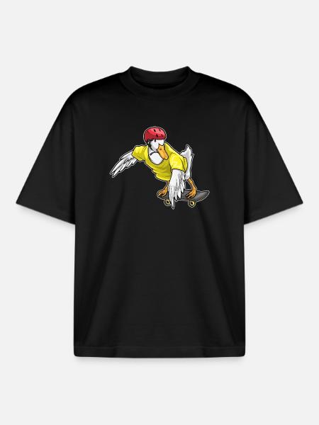 Duck Skater Skateboard - Boxy Heavyweight Unisex Organic T-Shirt by Stanley/Stella - black