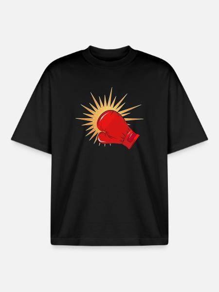 Roter Boxhandschuh mit Schlag-Effekt - Boxy Heavyweight Unisex Organic T-Shirt von Stanley/Stella - Schwarz