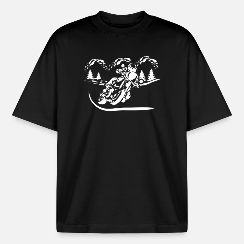Motorrad Waldsilhouette - Boxy Heavyweight Unisex Organic T-Shirt von Stanley/Stella - Schwarz