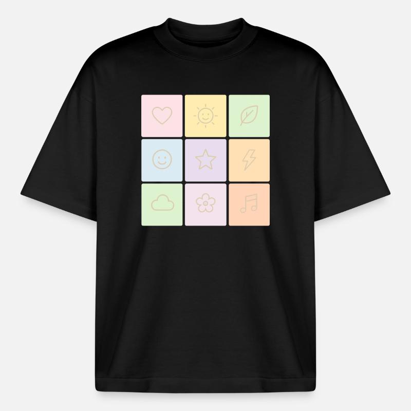 Pastel Bento Vibes - Boxy Heavyweight Unisex Organic T-Shirt by Stanley/Stella - black