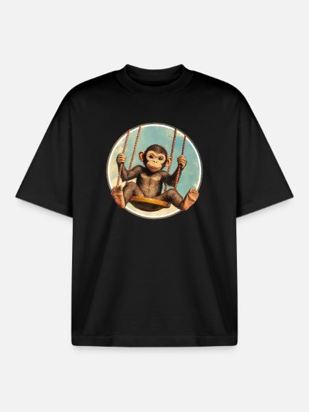Monkey swing – stay relaxed! - Boxy Heavyweight Unisex Organic T-Shirt by Stanley/Stella - black
