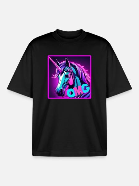 buntes unicorn - Boxy Heavyweight Unisex Organic T-Shirt von Stanley/Stella - Schwarz