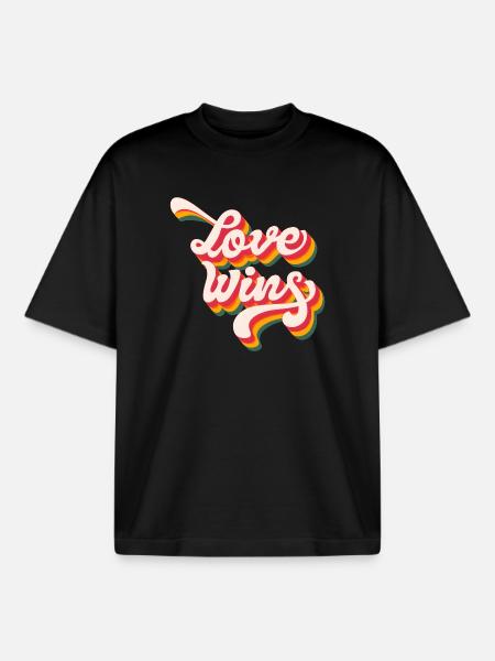 LGBTQ Pride Month - Love Wins - Boxy Heavyweight Unisex Organic T-Shirt by Stanley/Stella - black