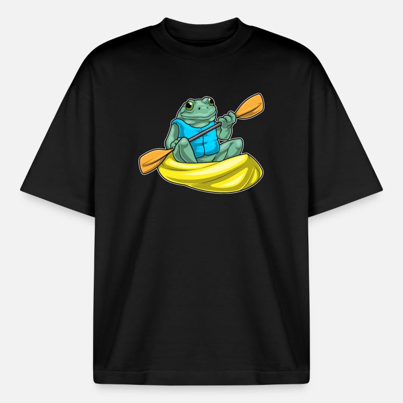 Frosch Kayak Paddel - Boxy Heavyweight Unisex Organic T-Shirt von Stanley/Stella - Schwarz