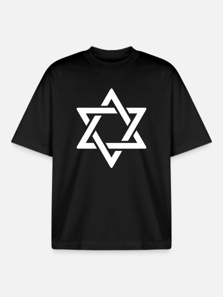 Star of David in white - Boxy Heavyweight Unisex Organic T-Shirt by Stanley/Stella - black
