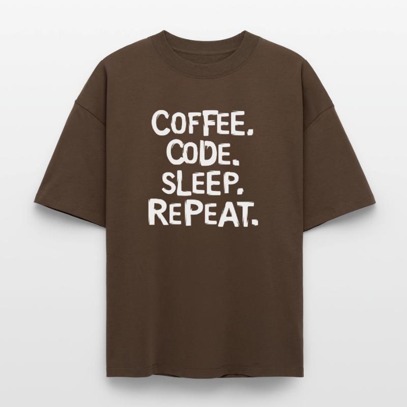 Coffee Code Sleep - Répéter le travail du programmeur T-shirt unisexe boxy épais biologique Stanley/Stella