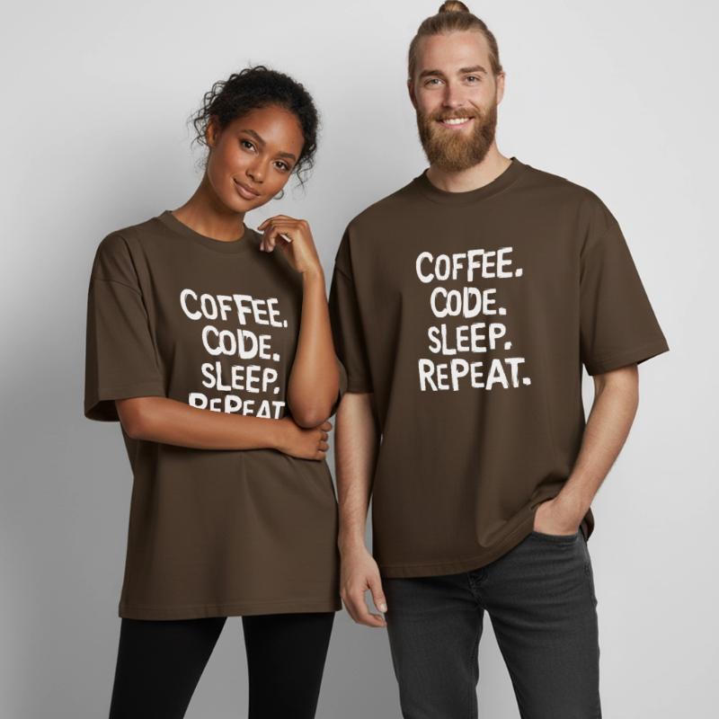 Coffee Code Sleep - Répéter le travail du programmeur T-shirt unisexe boxy épais biologique Stanley/Stella