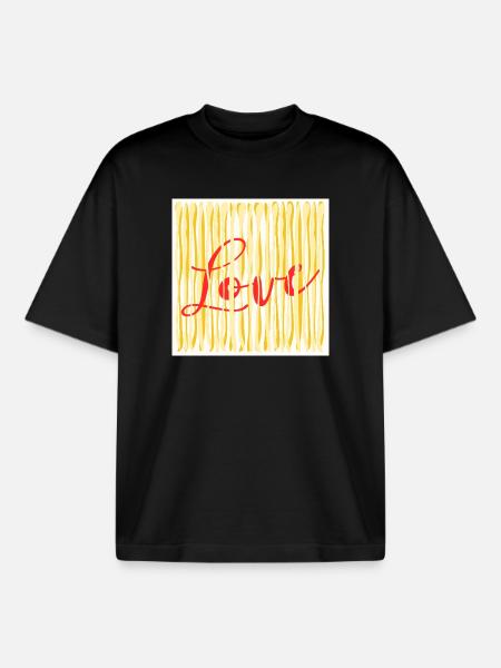 LOVE PASTA SPAGHETTI COOKING - Boxy Heavyweight Unisex Organic T-Shirt by Stanley/Stella - black