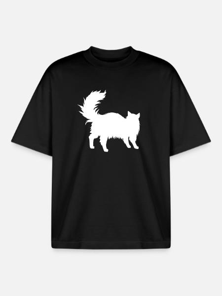 Fluffige Katzen-Silhouette - Boxy Heavyweight Unisex Organic T-Shirt von Stanley/Stella - Schwarz